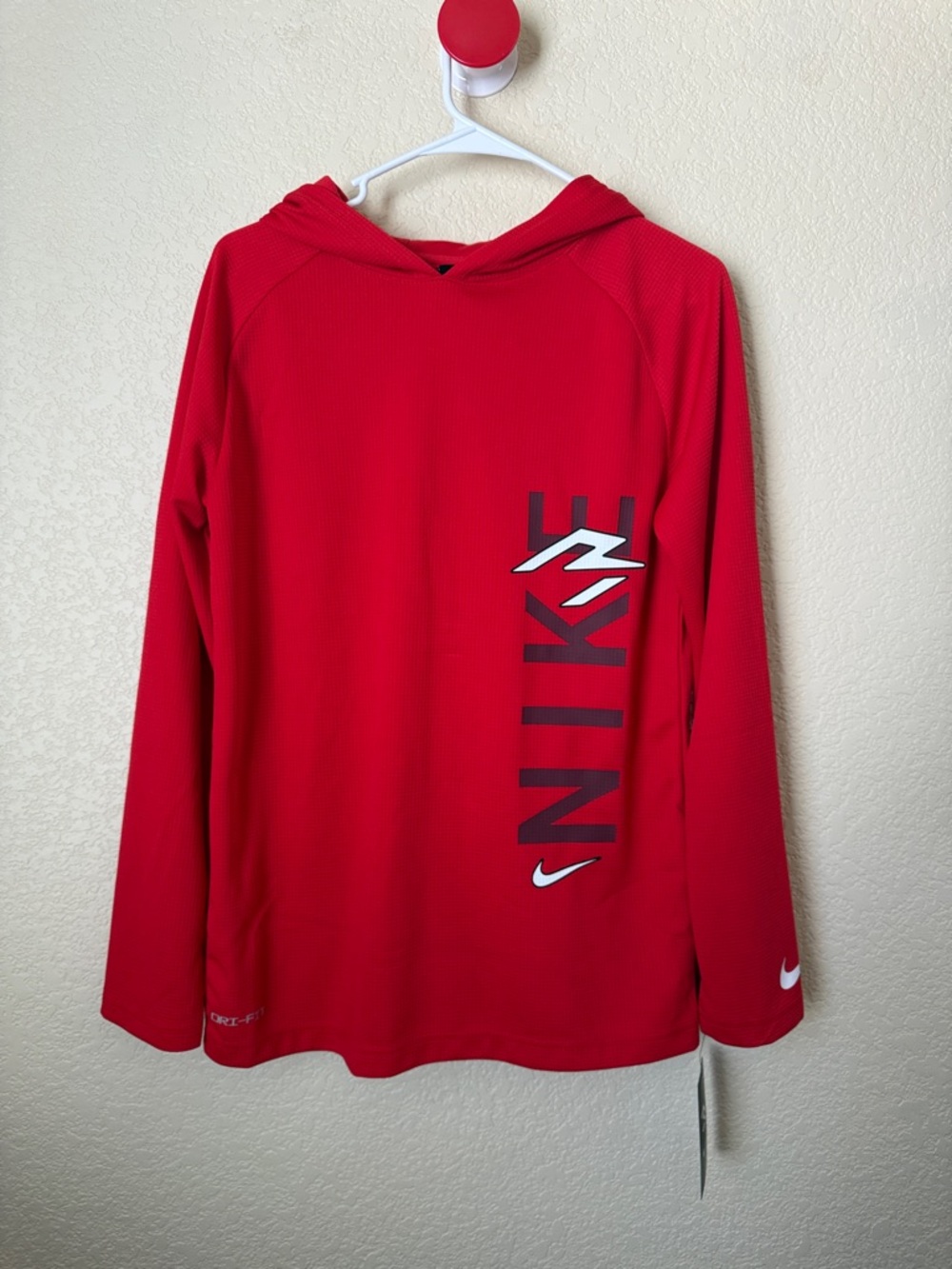 Nike Red Hooded Performance Pullover with Black Logo